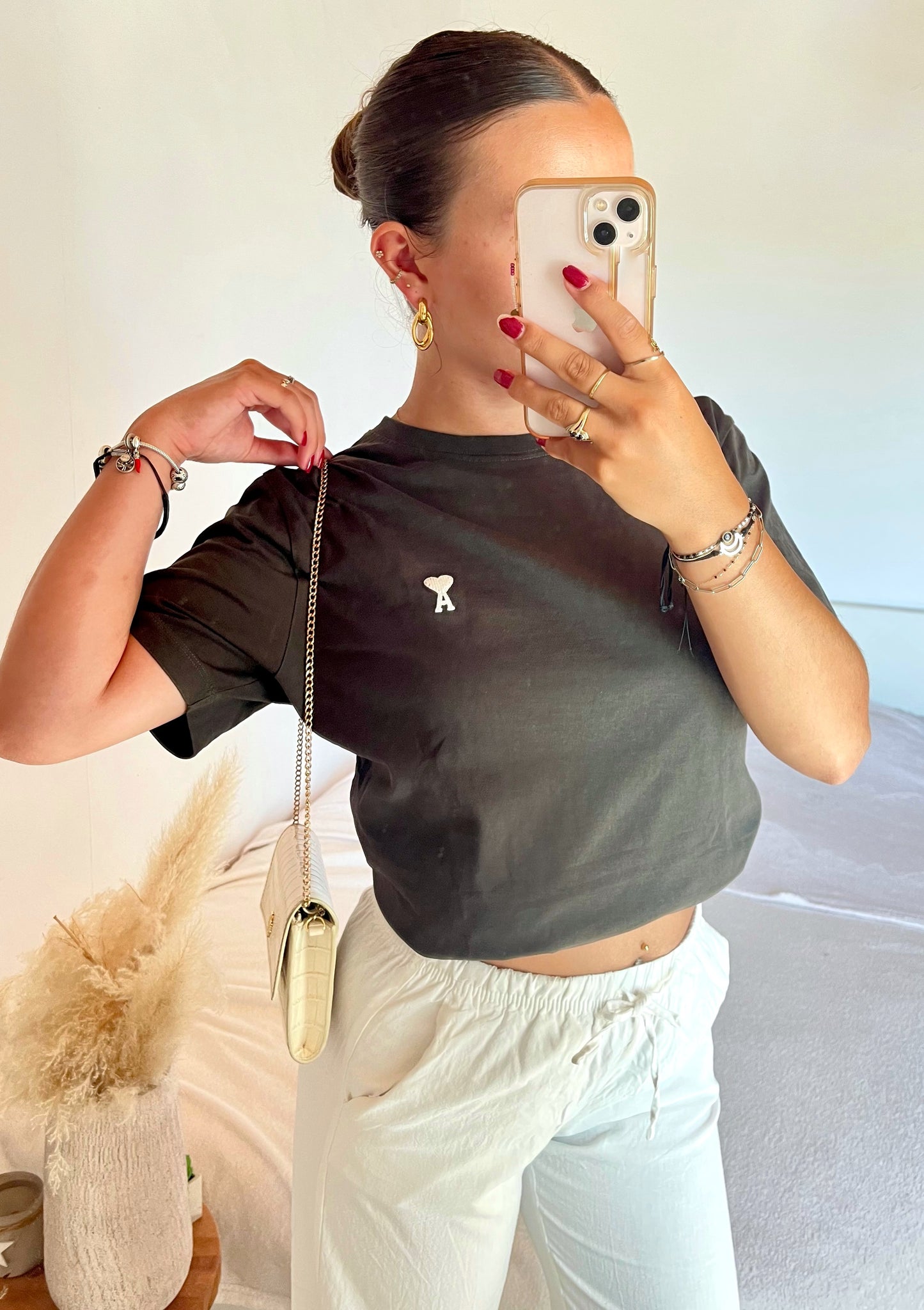 T-shirt gris noir Ami Paris - M