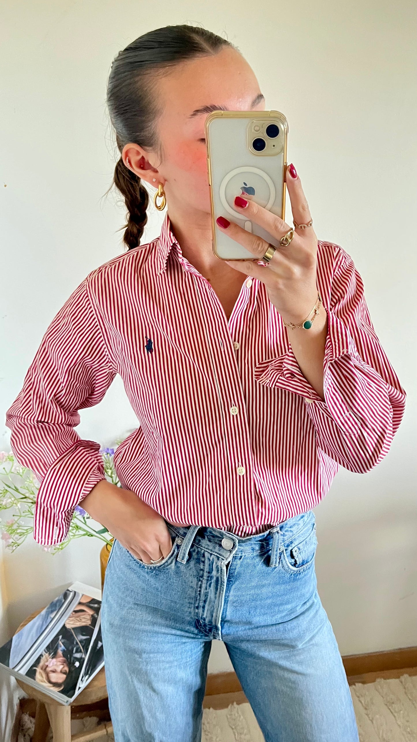 Chemise à rayures rouge Ralph Lauren - S