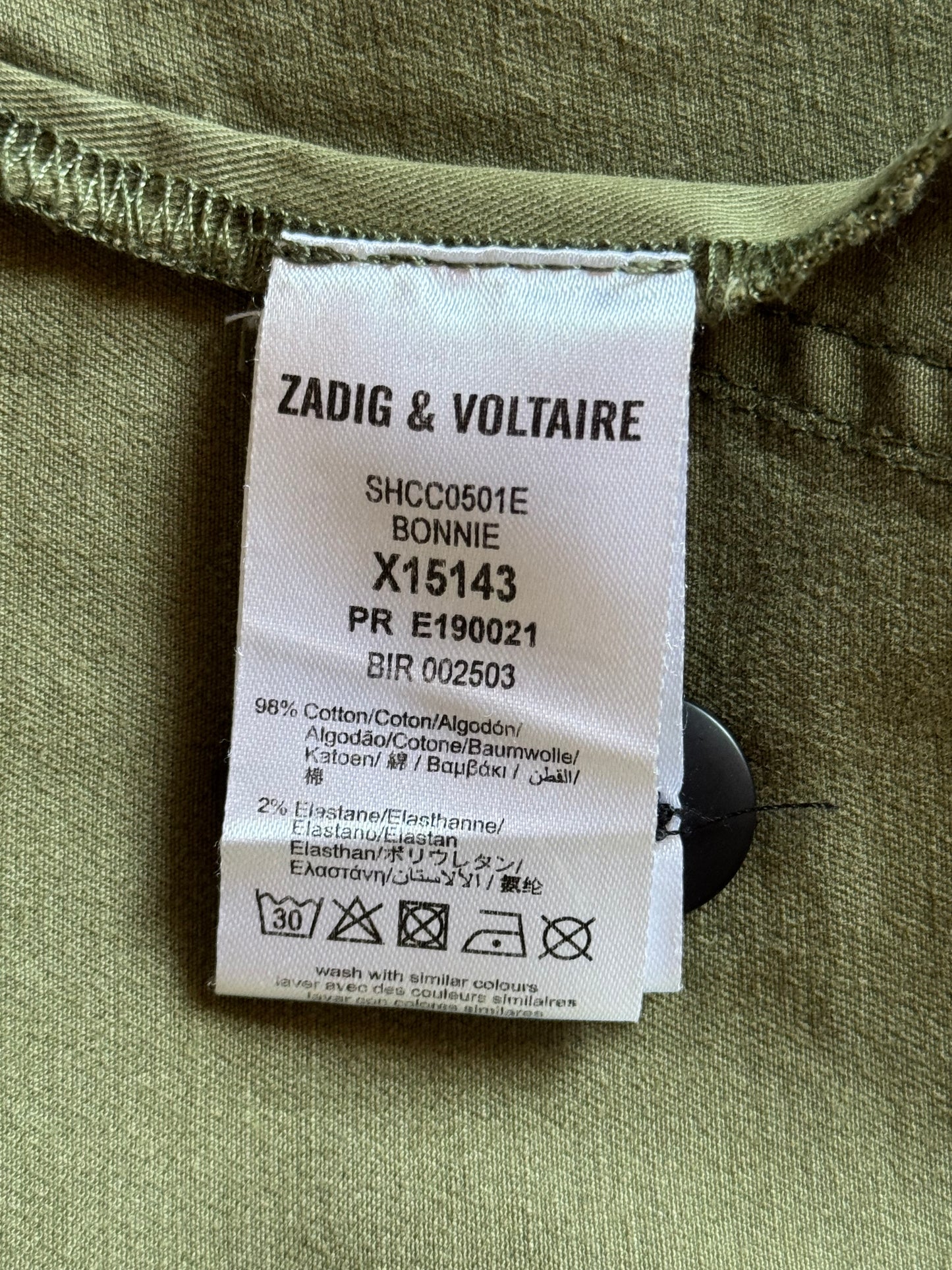 Chemise kaki inscriptions dos Zadig & Voltaire - XS
