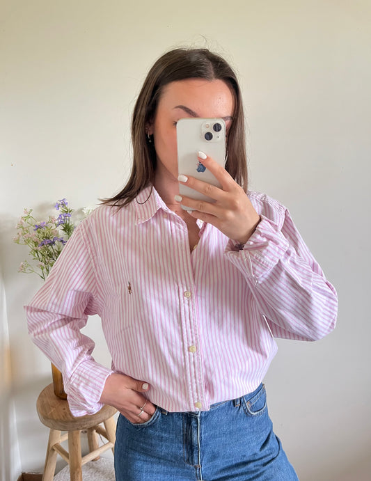 Chemise rayée rose Ralph Lauren - L homme / XL femme.