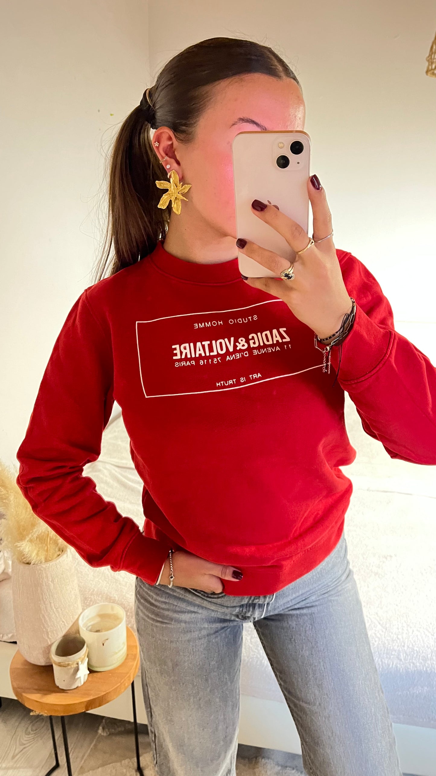 Sweat col rond rouge Zadig & Voltaire - S