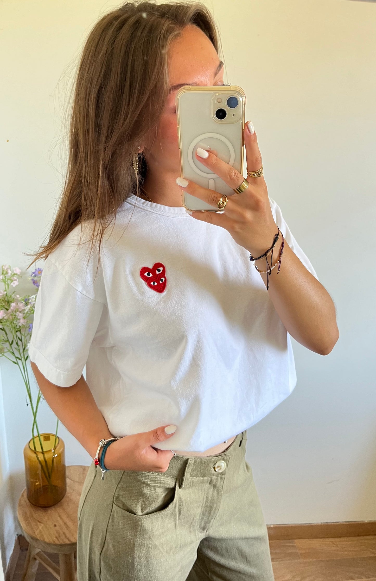 T-shirt blanc double cœur Comme Des Garçons - L/XL