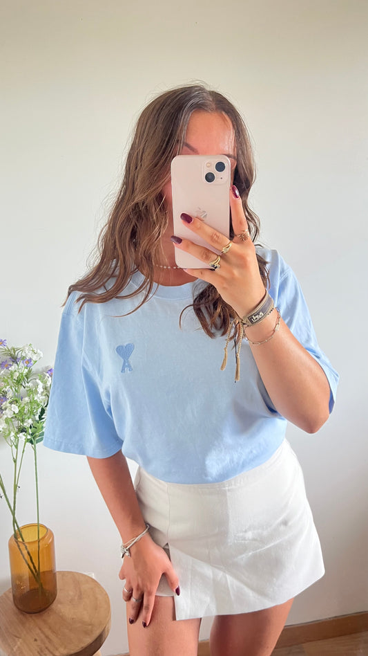 T-shirt bleu pastel Ami Paris - L