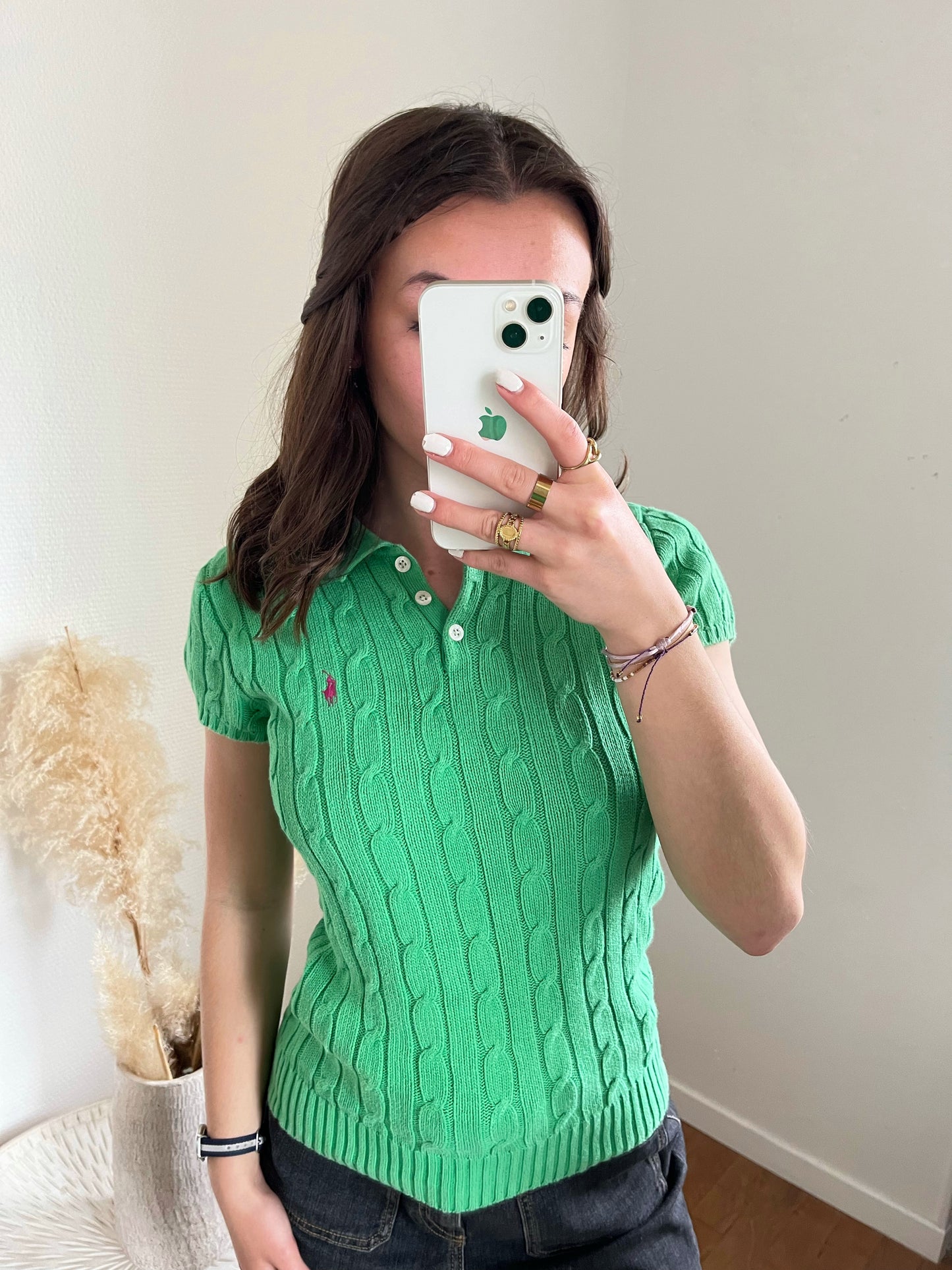 Polo torsadé vert Ralph Lauren - M