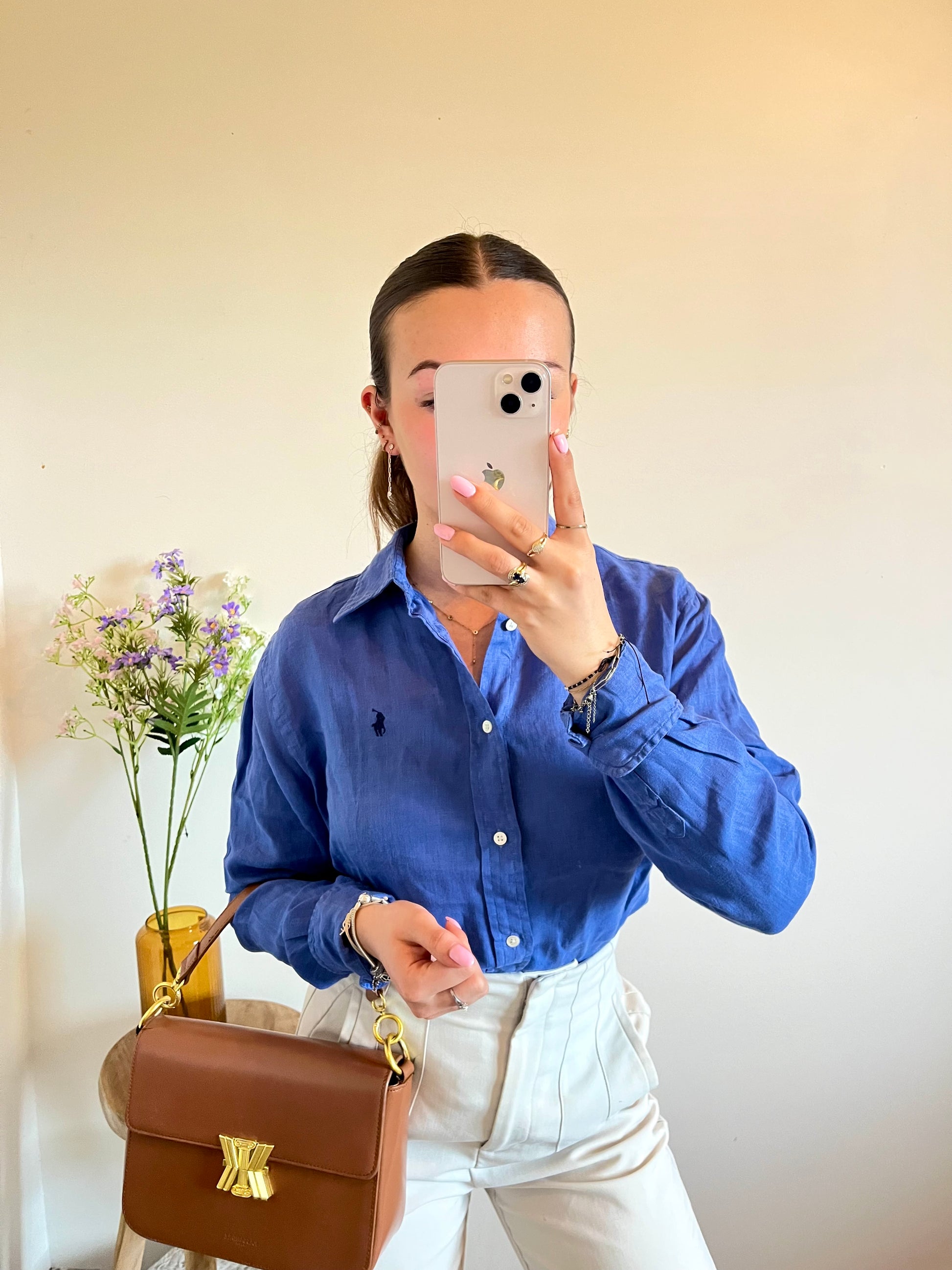 Chemise en lin bleu Ralph Lauren - S.