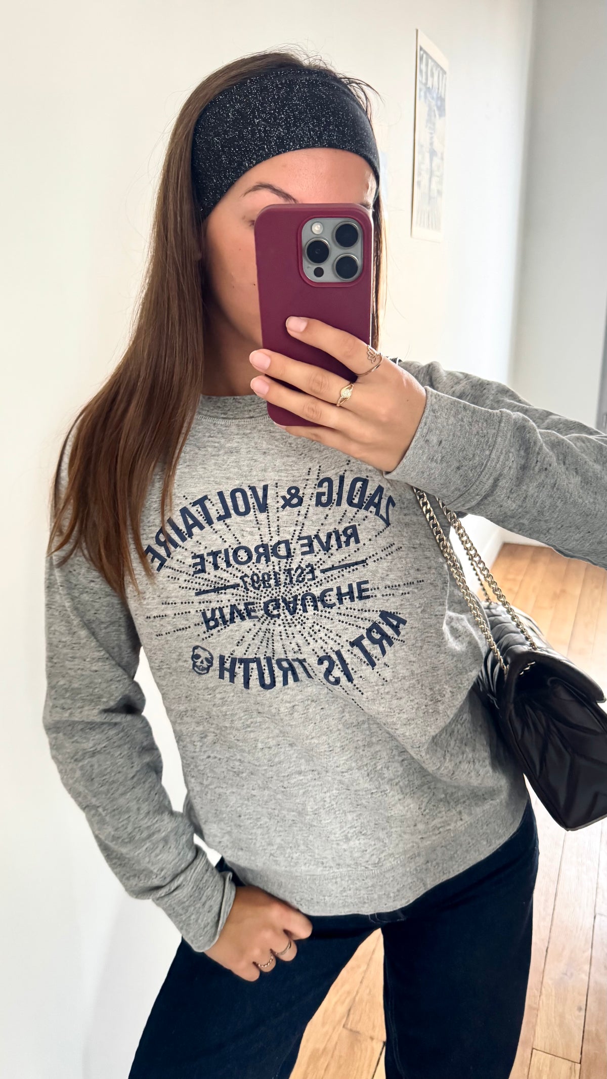 Pull col rond gris chiné Zadig & Voltaire - S