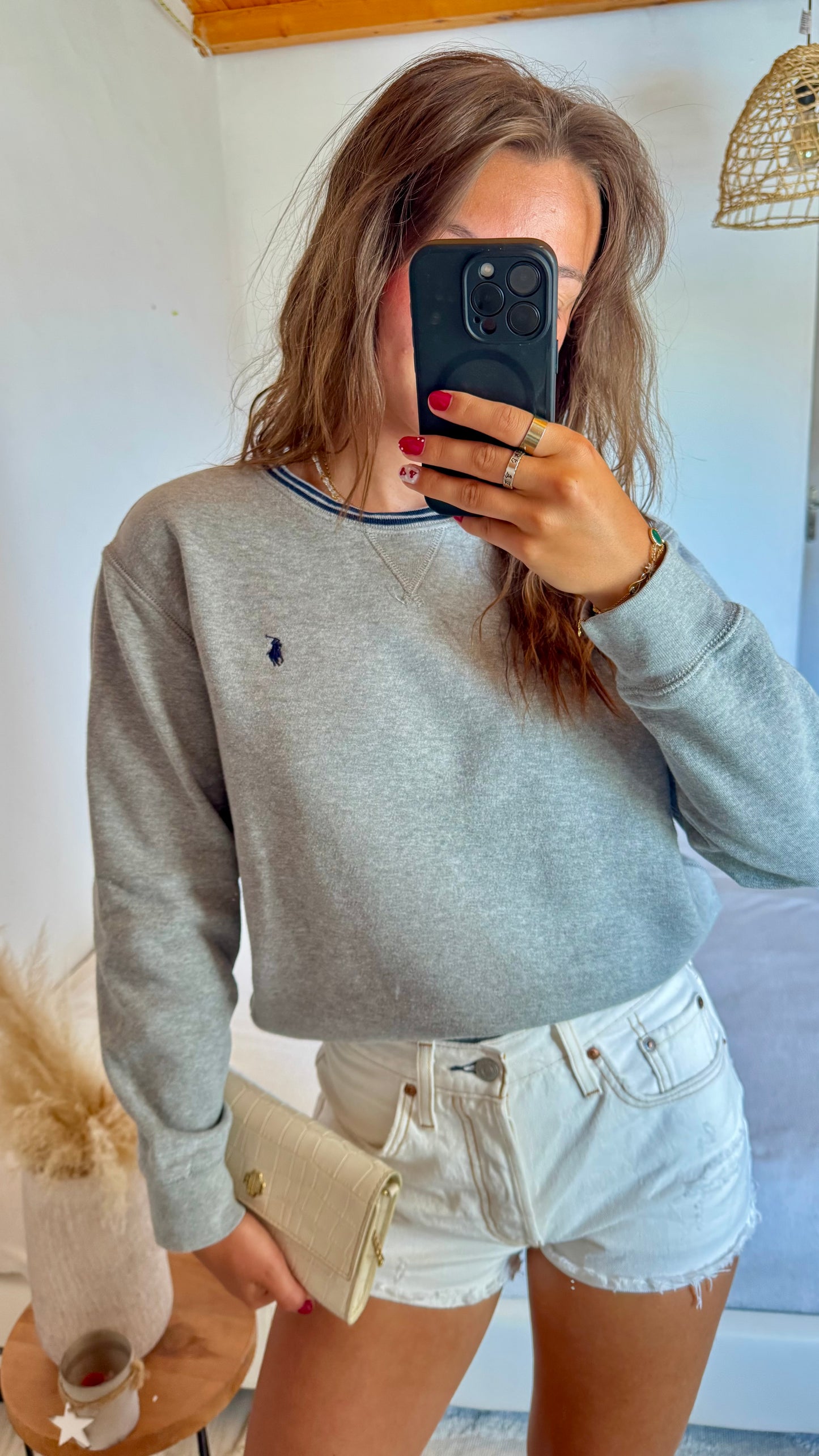 Sweat col rond gris Ralph Lauren - S