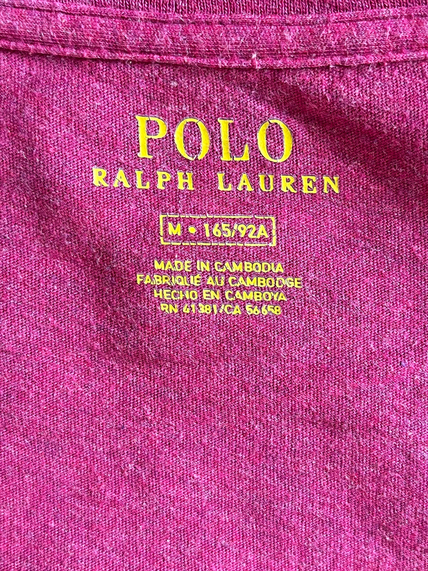 T-shirt col V bordeaux Ralph Lauren - M