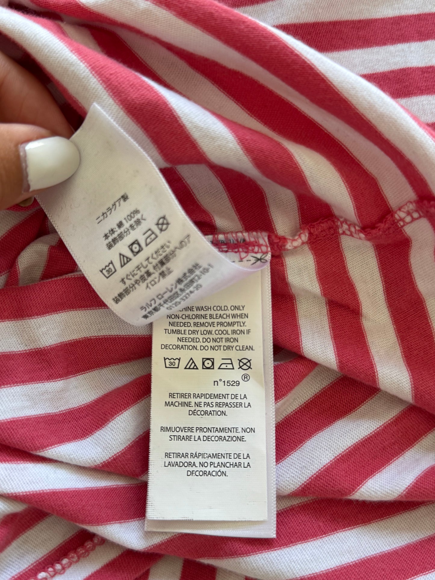 T-shirt à rayures framboise Ralph Lauren - M