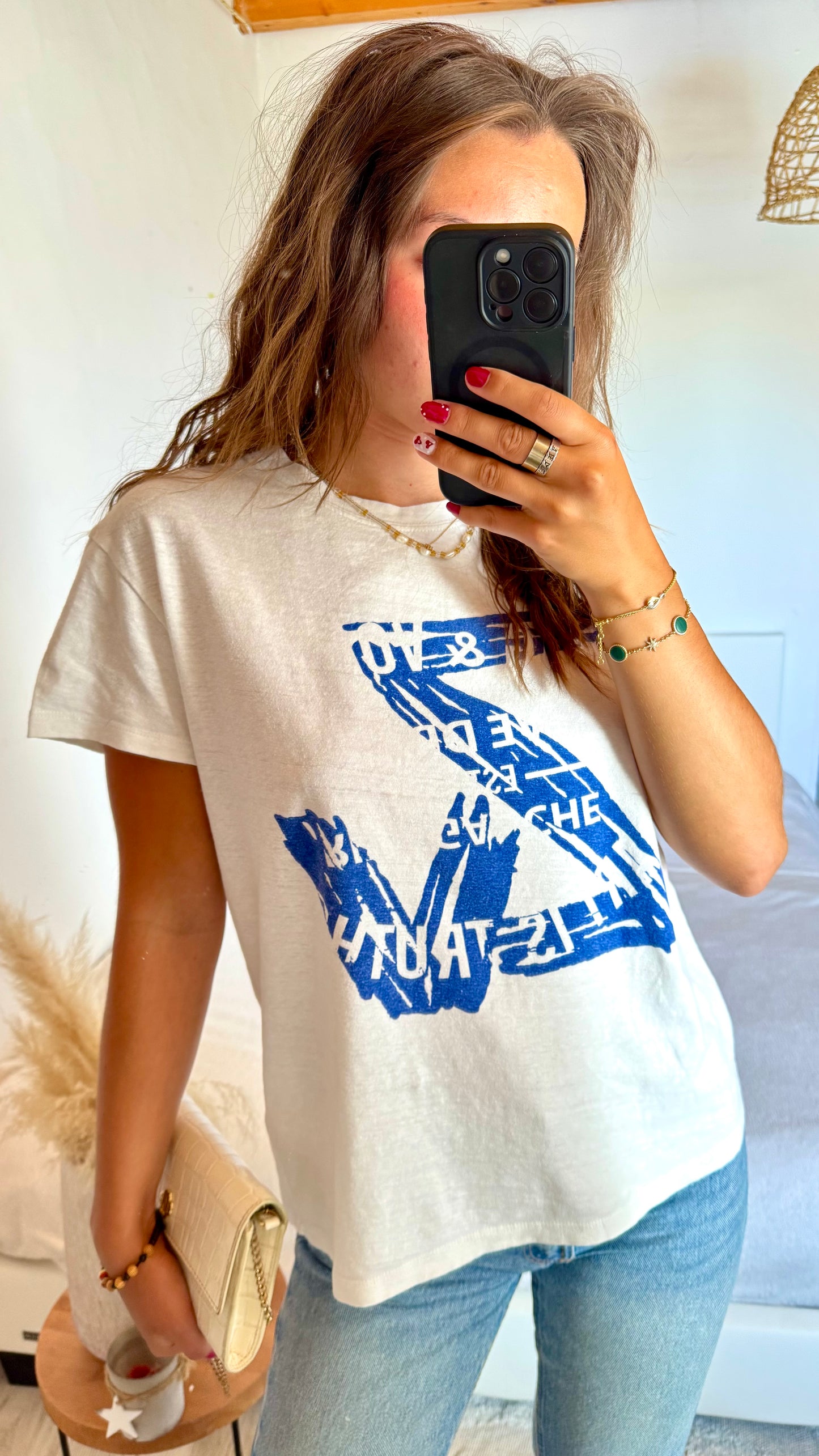 T-shirt blanc et bleu Zadig & Voltaire - M