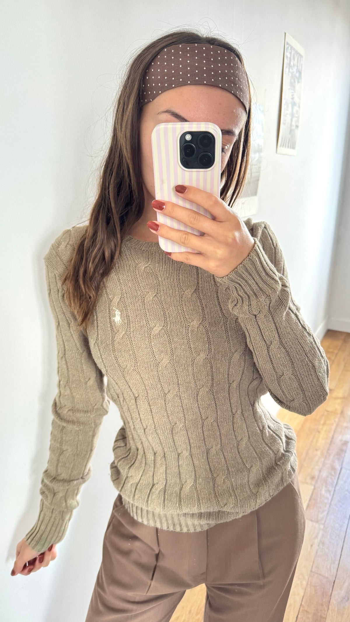 Pull col rond torsadé beige Ralph Lauren - XS/S