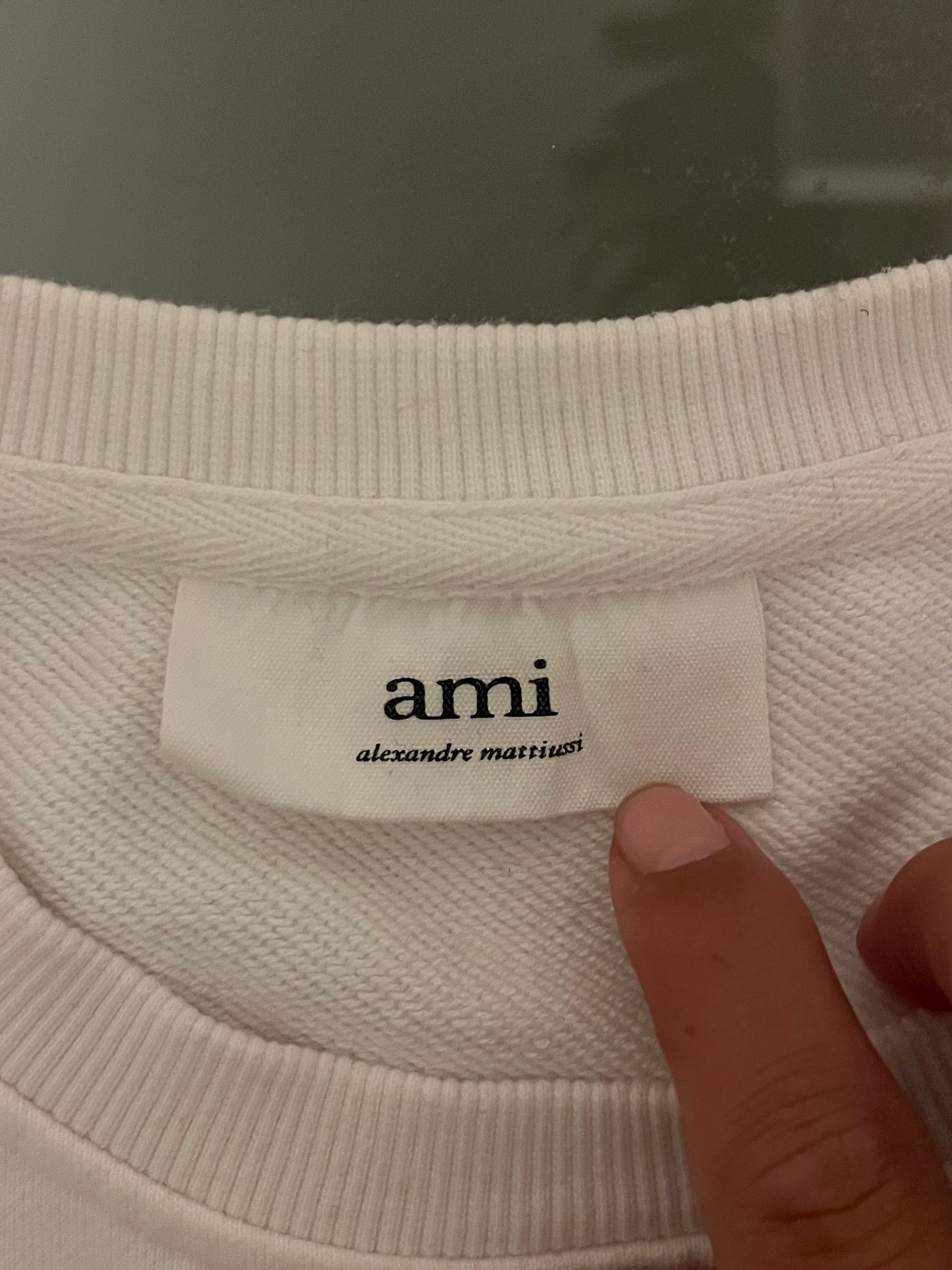 Sweat col rond blanc Ami Paris - M