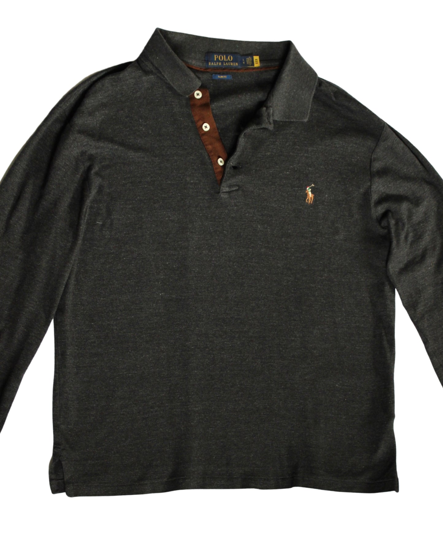 Polo manches longues gris cendré - L