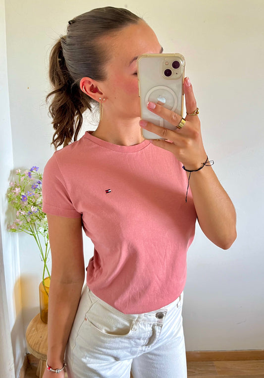 T-shirt col rond saumon Tommy Hilfiger - XS
