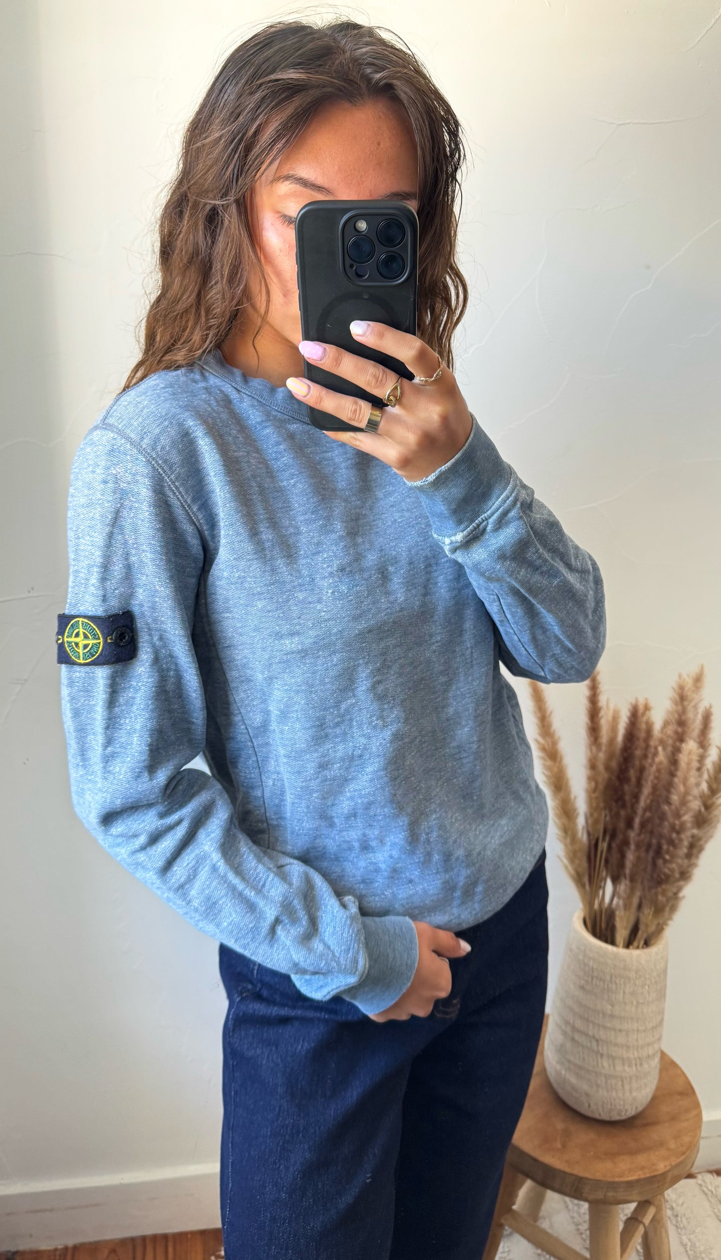 Pull Stone Island gris chiné - S