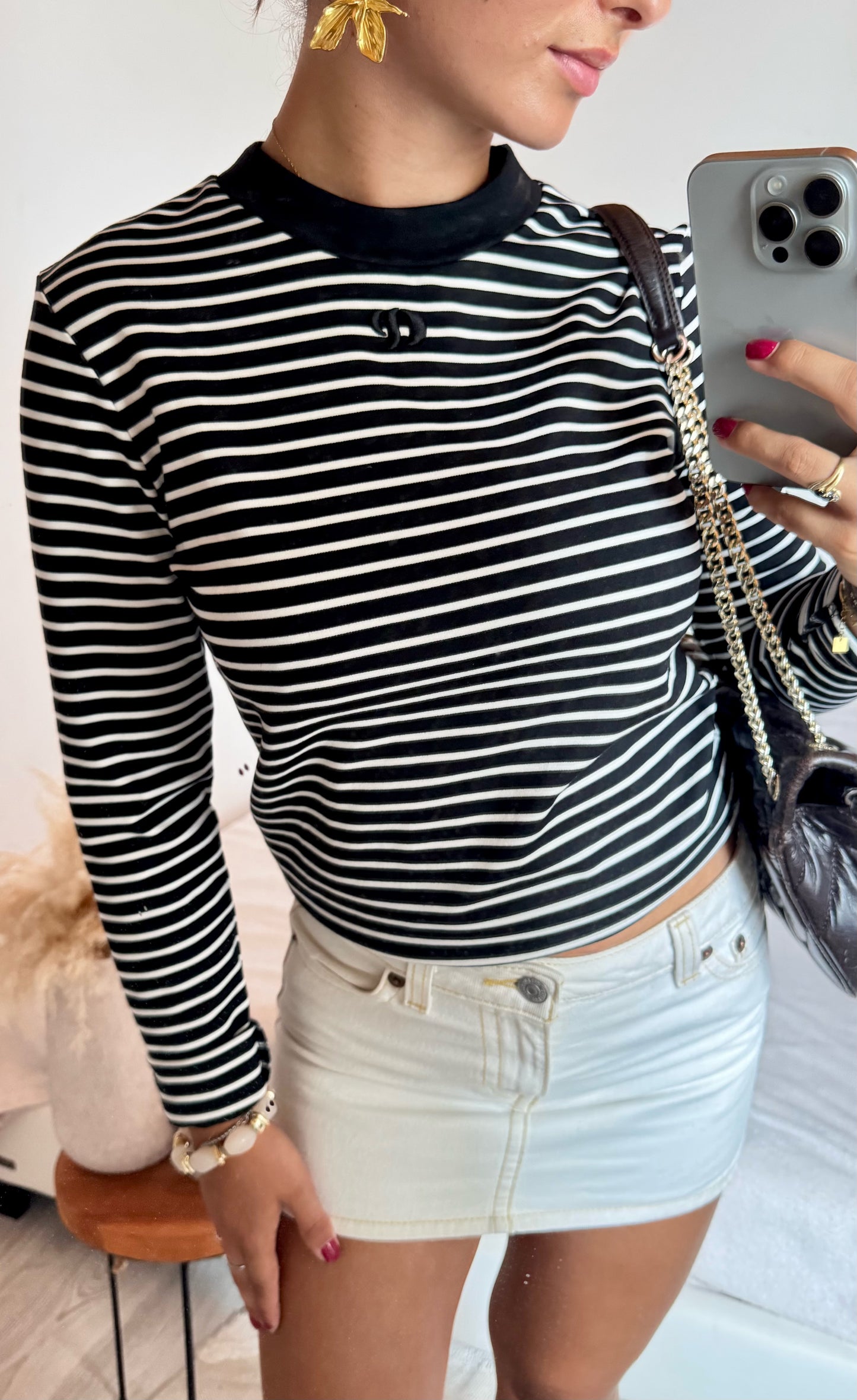 Pull marinière brodé noir Claudie Pierlot - S