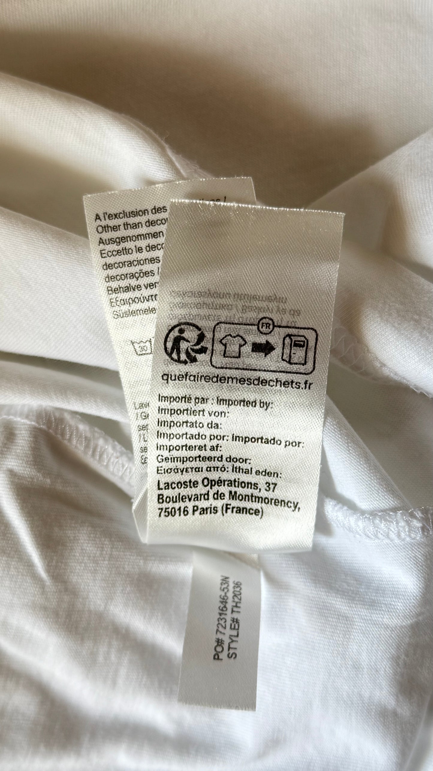 T-shirt Lacoste blanc - M homme / L femme