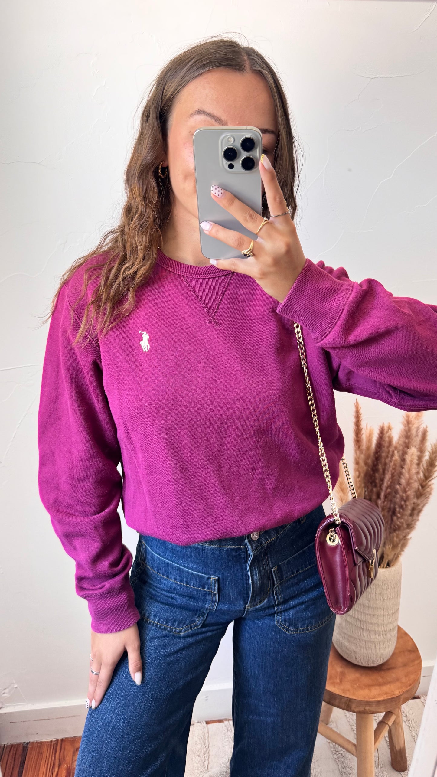Sweat col rond prune Ralph Lauren - M