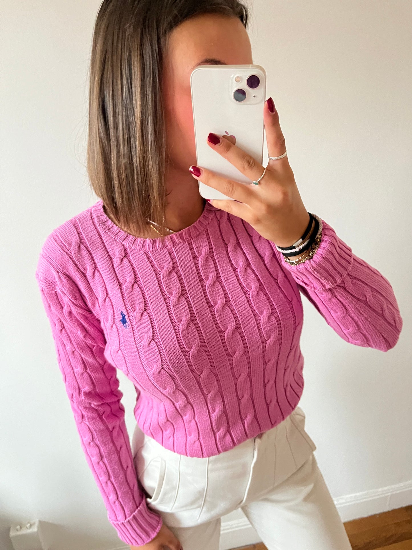 Pull torsadé rose Ralph Lauren - M