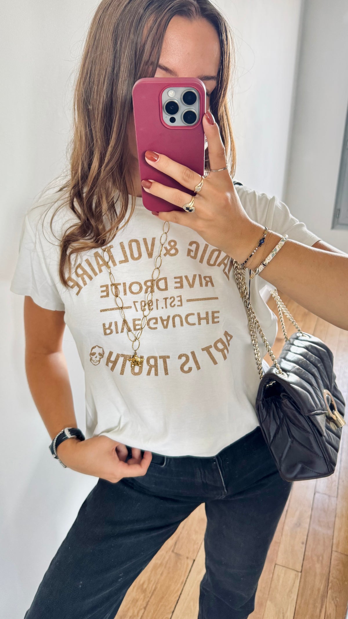 T-shirt blanc et doré Zadig & Voltaire - S