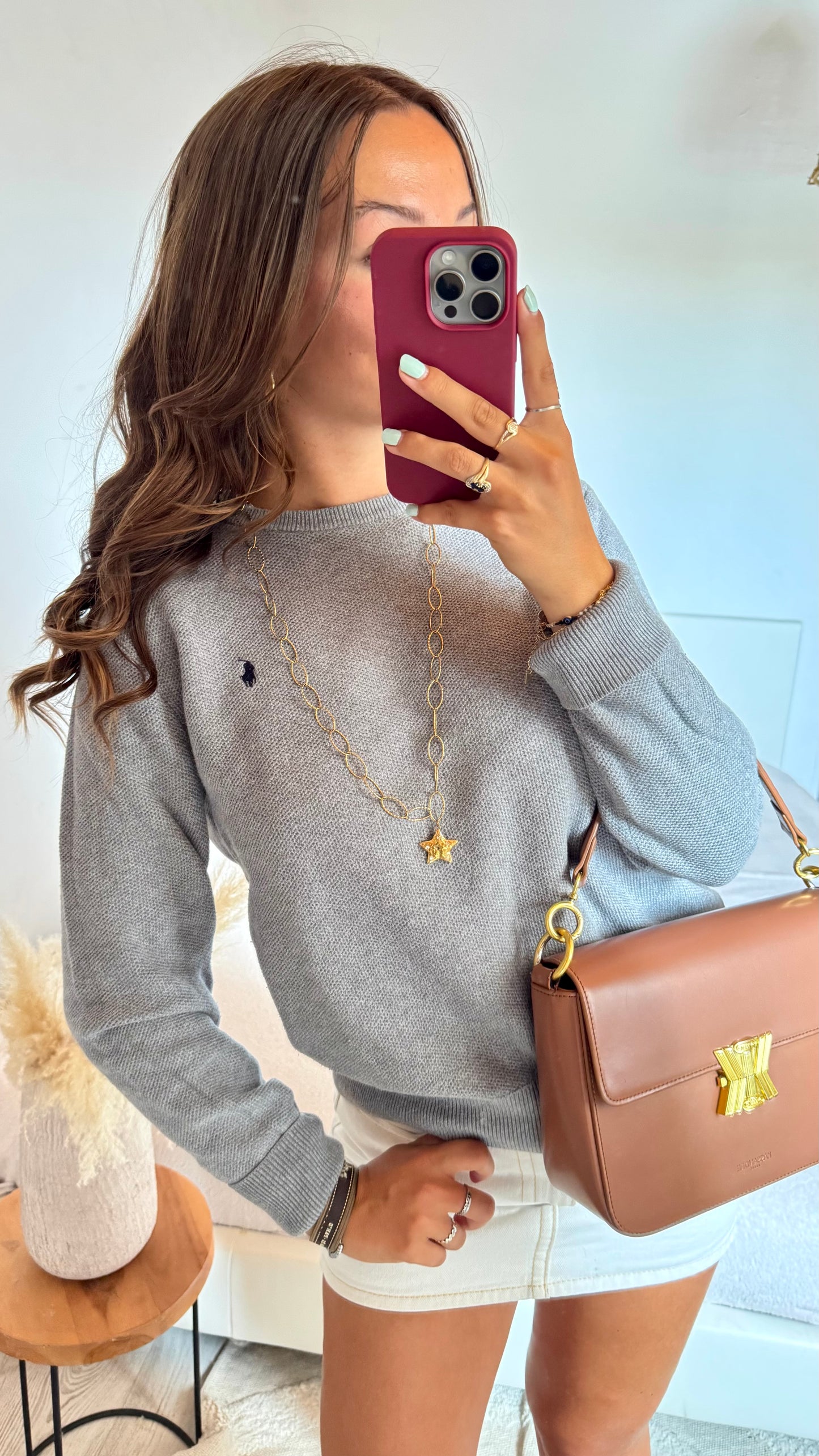 Pull en maille gris Ralph Lauren - S