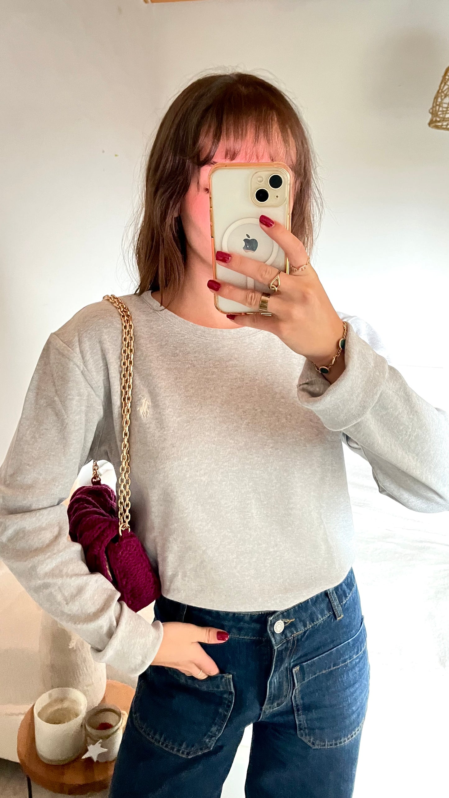 Pull col rond gris Ralph Lauren - XL