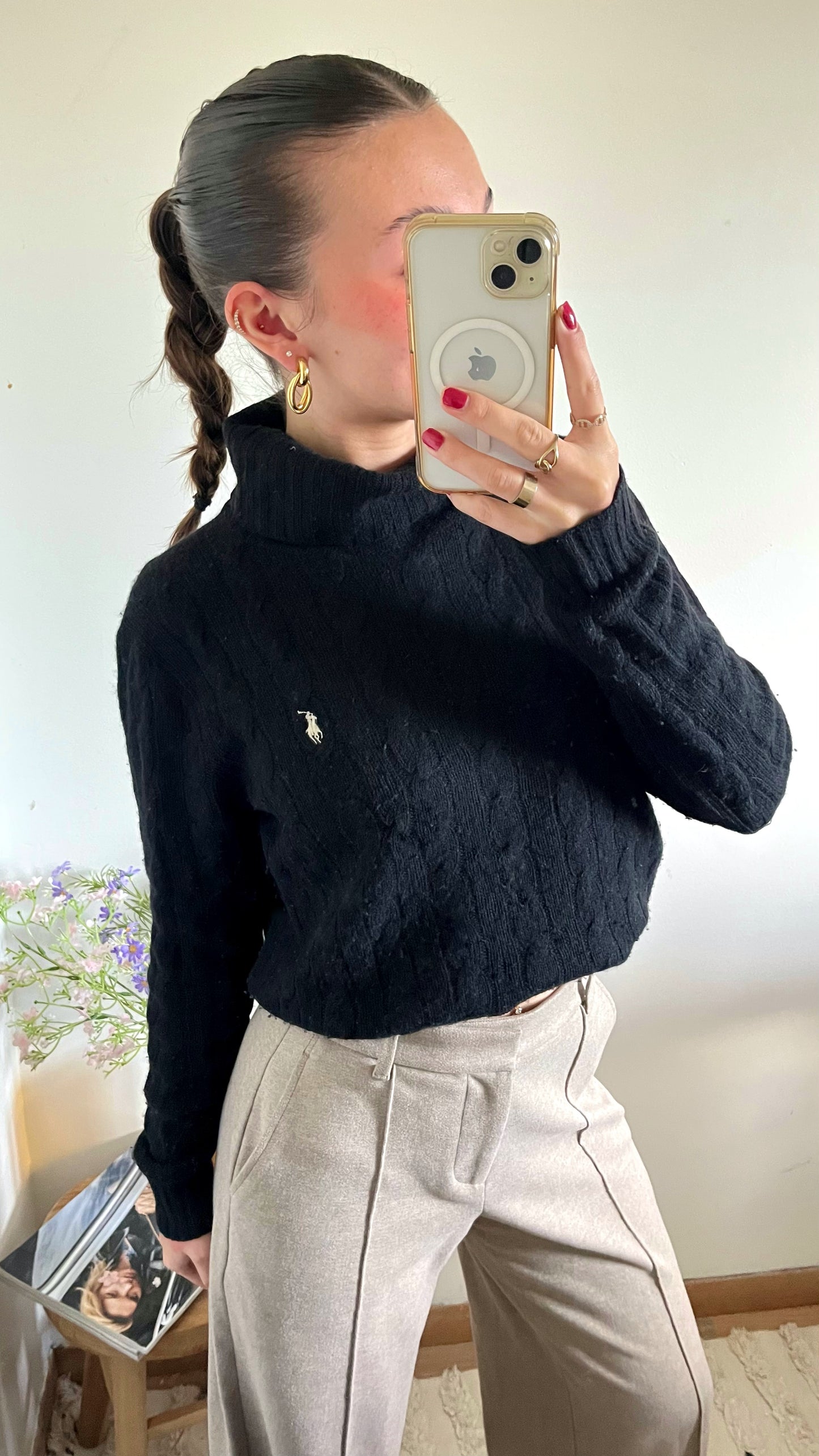 Torsadé col roulé laine Ralph Lauren - M