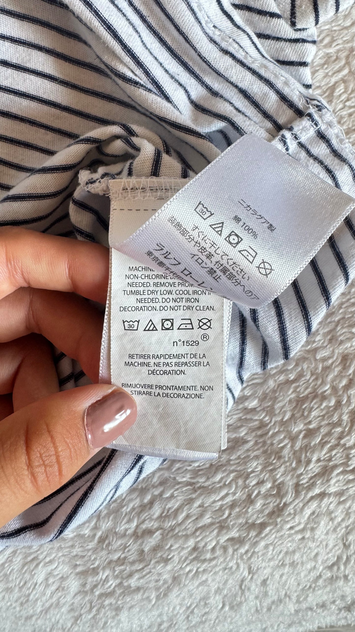 T-shirt blanc rayé Ralph Lauren - S