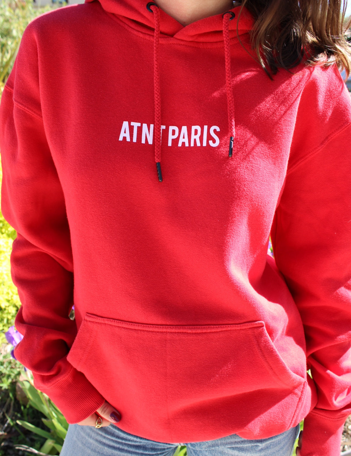 Sweat ATNT PARIS rouge avec écritures au dos - M