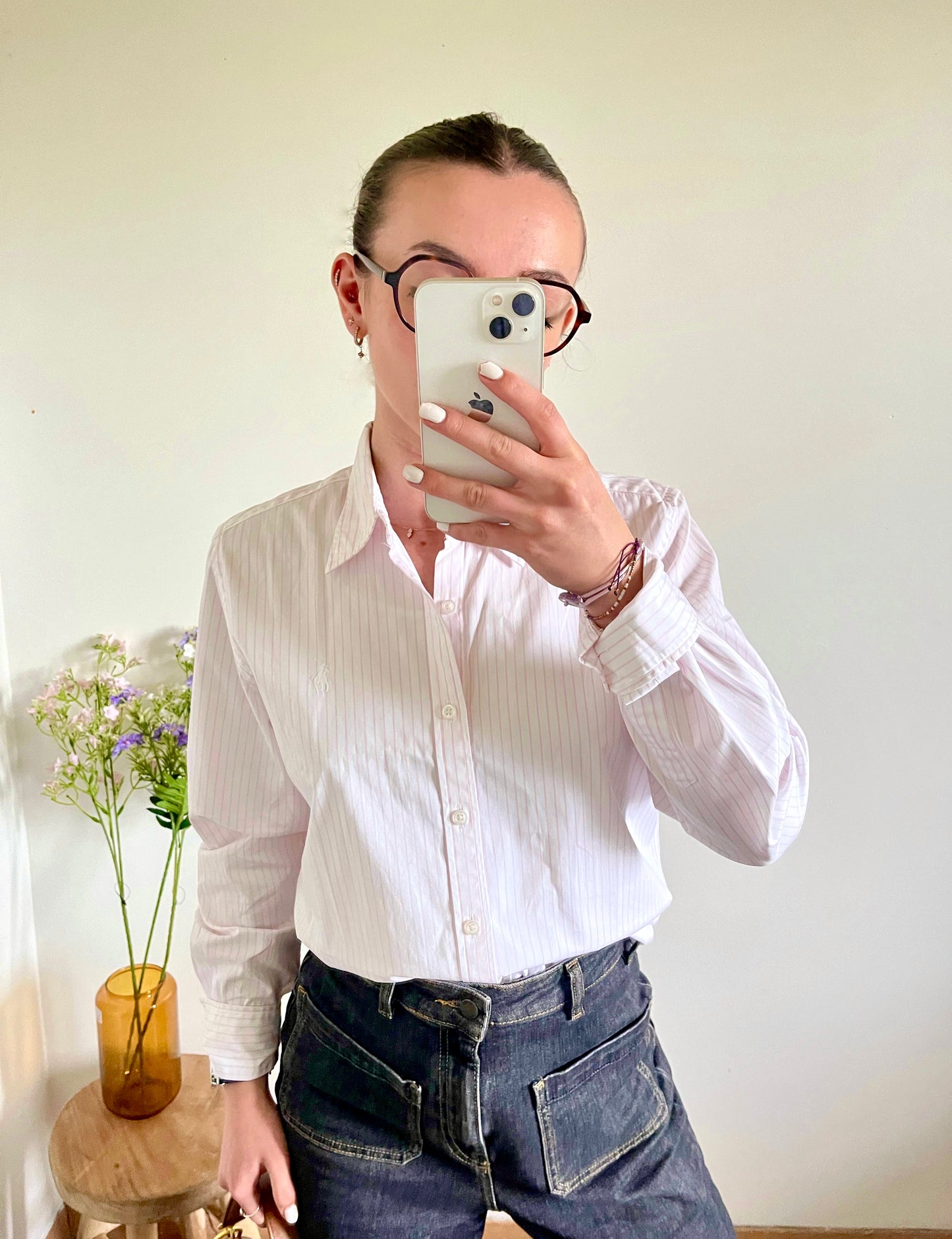 Chemise rayée rose pastel Ralph Lauren - S