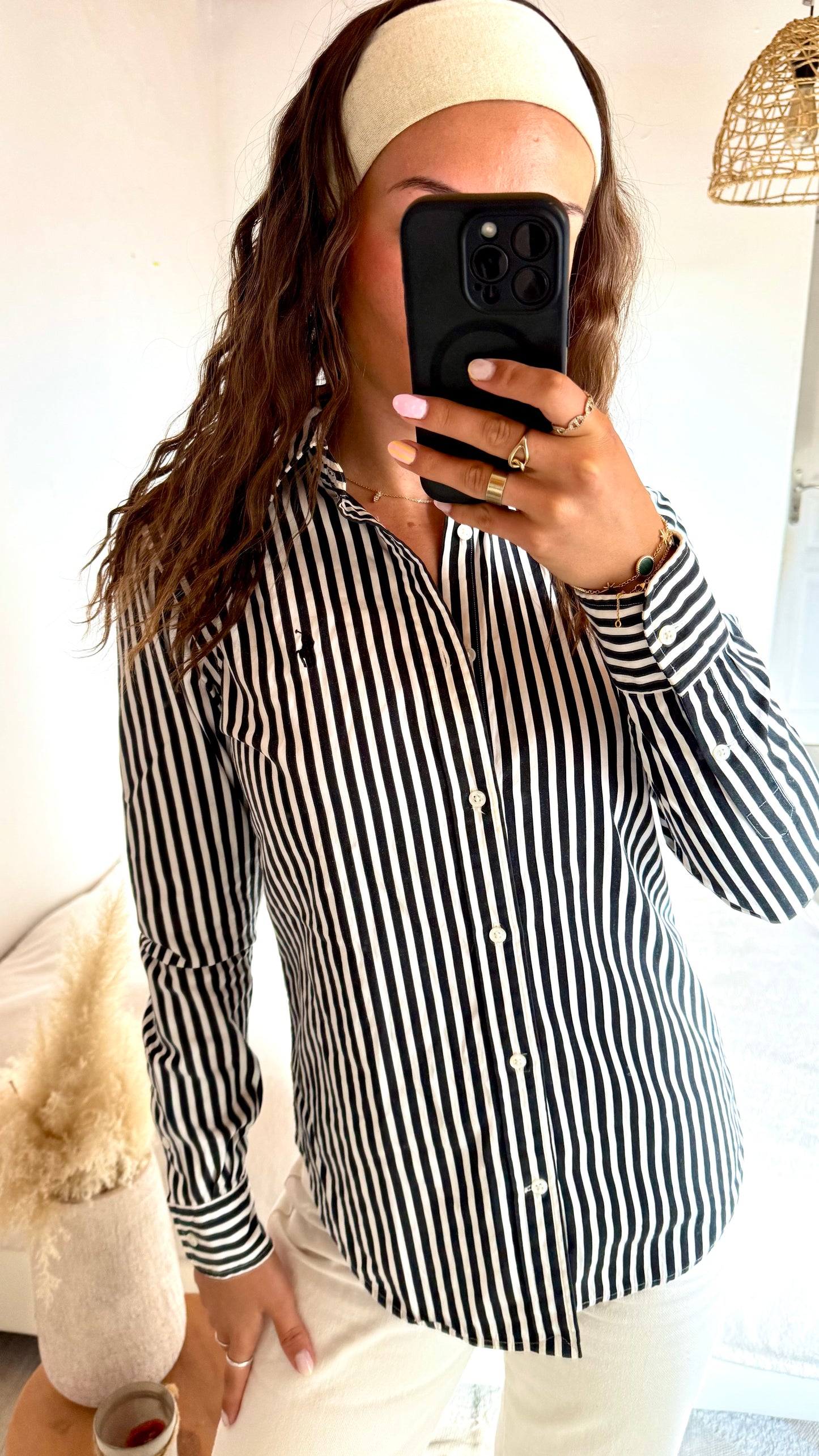 Chemise rayée noire Ralph Lauren - XS/S