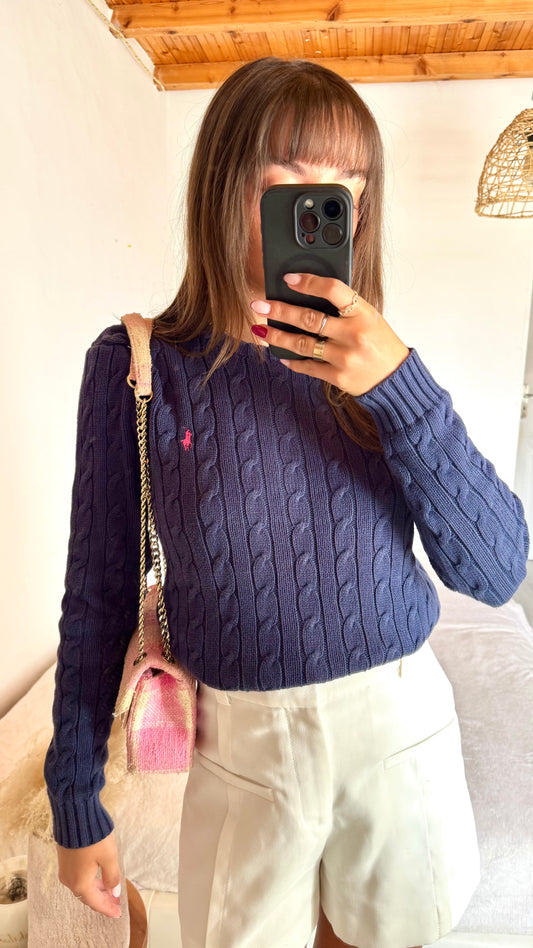 Torsadé bleu marine Ralph Lauren - S