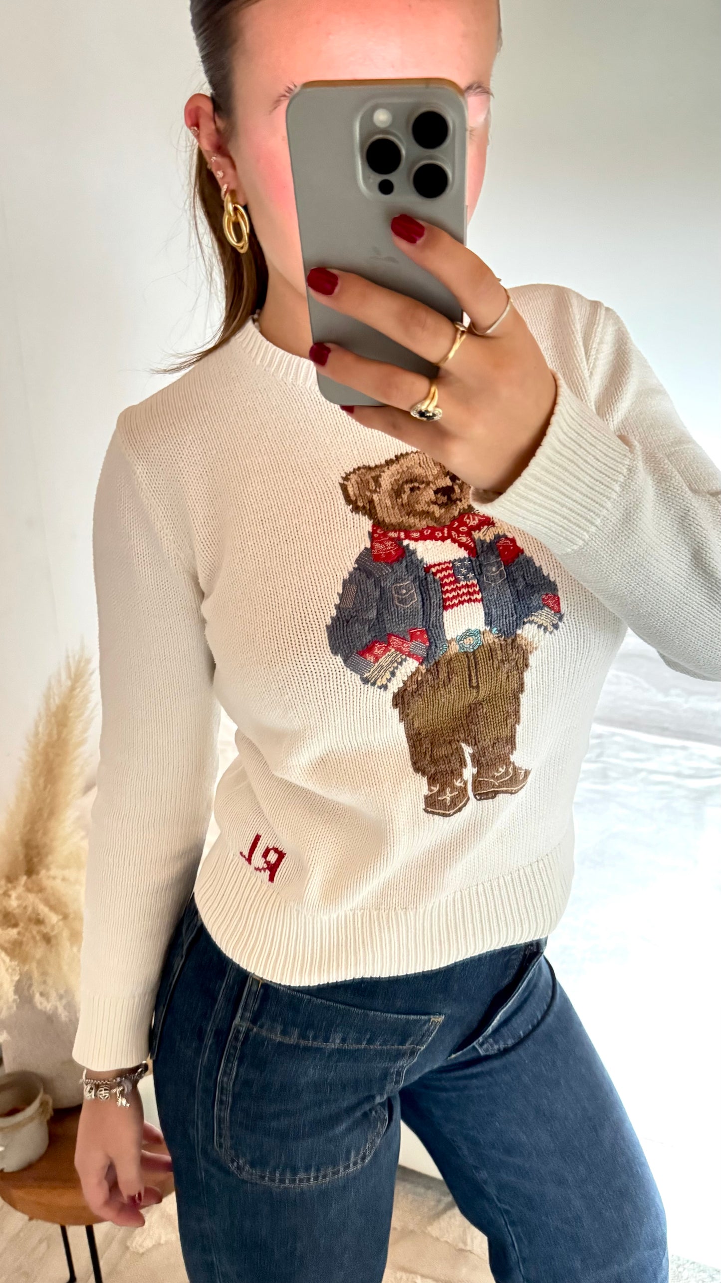 Pull blanc nounours Ralph Lauren - XS