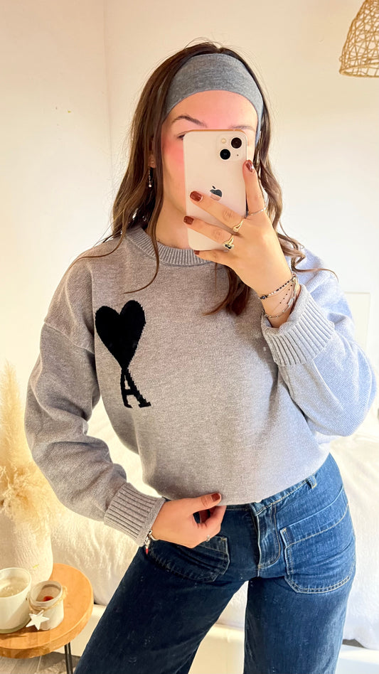 Pull en laine gris Ami Paris -