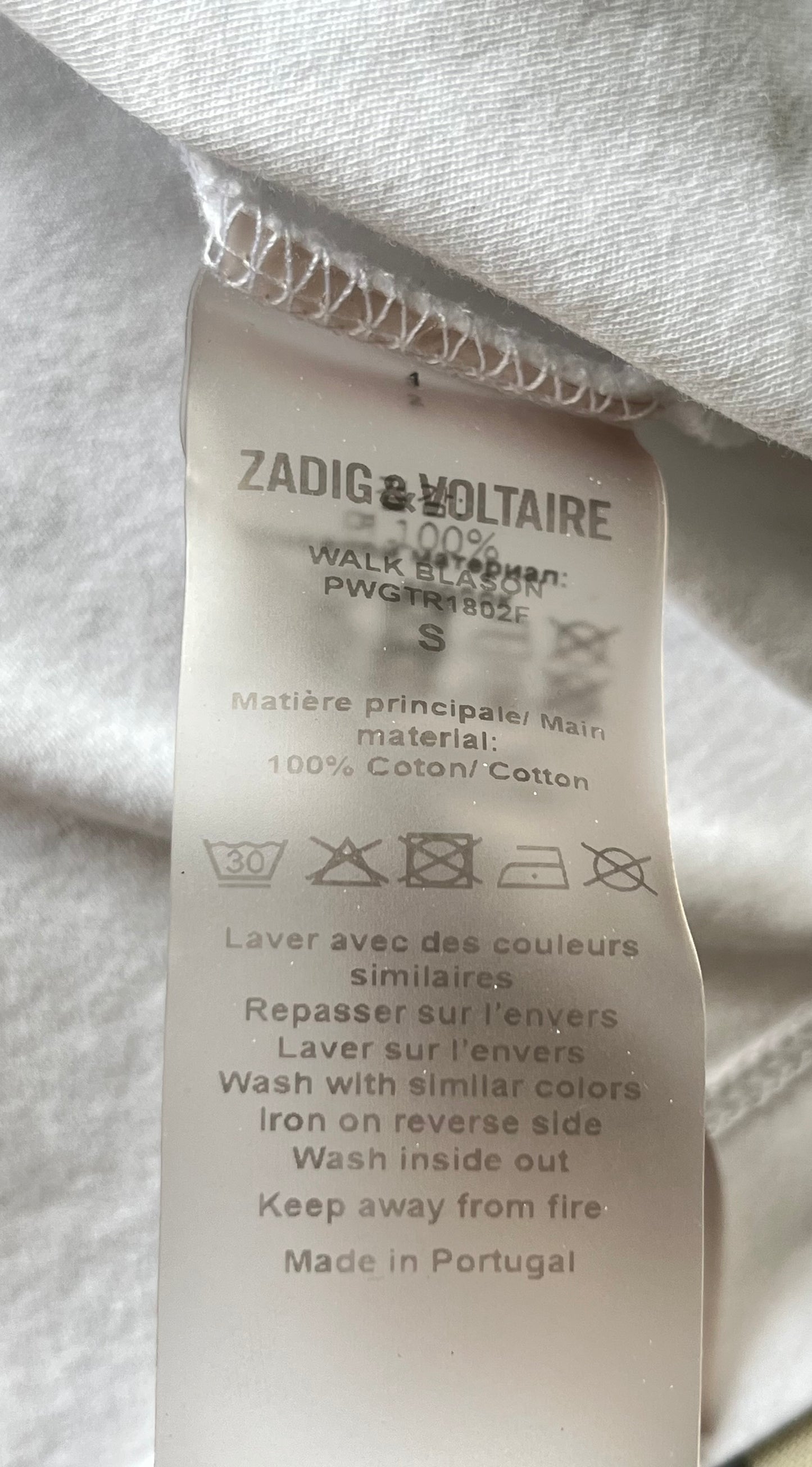 T-shirt blanc col rond Zadig & Voltaire - XS et S