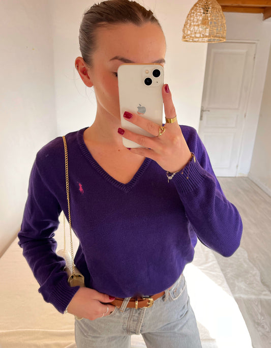 Pull col V violet RalphLauren - M