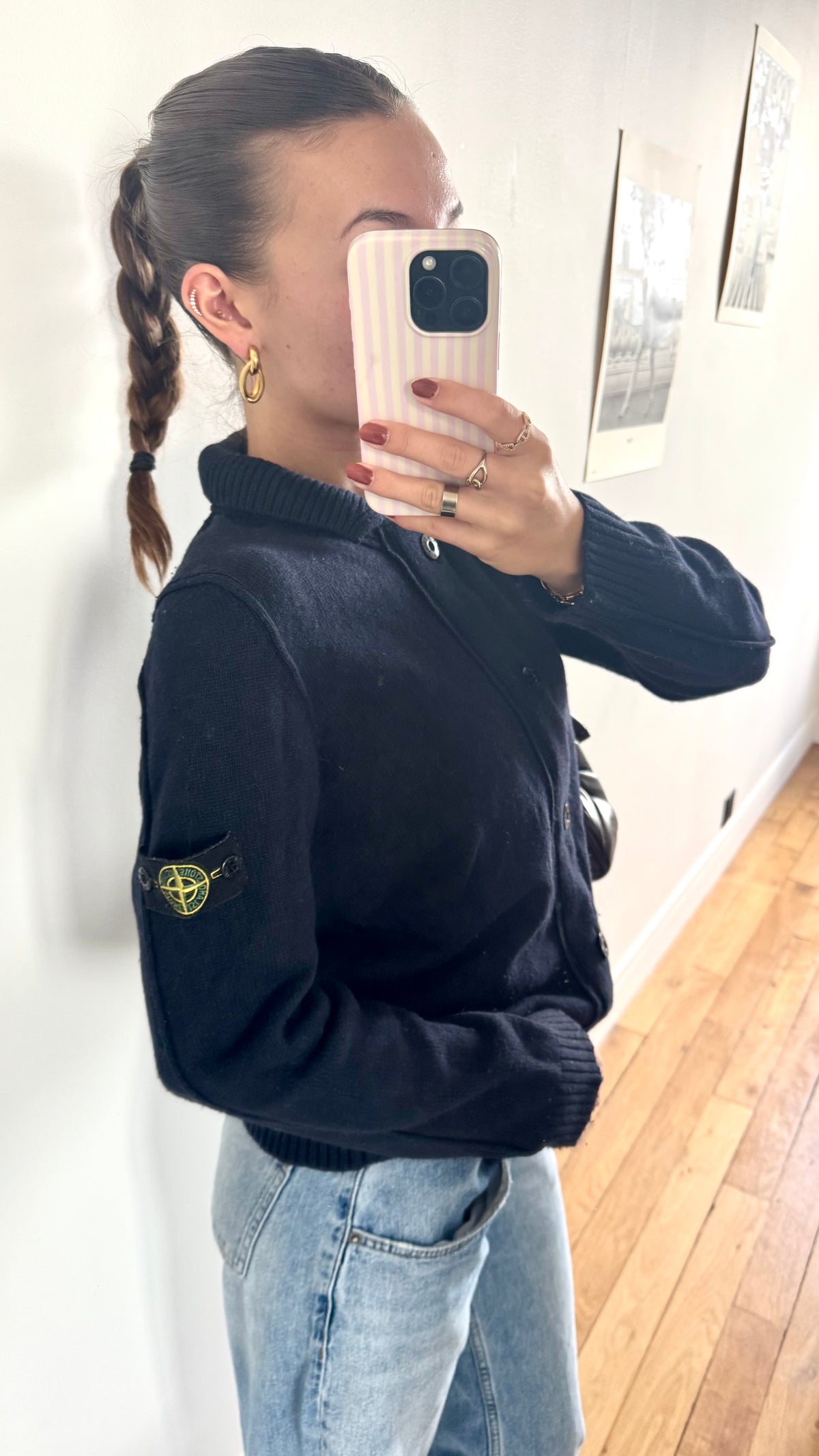 Veste en laine bleu marine Stone Island - S