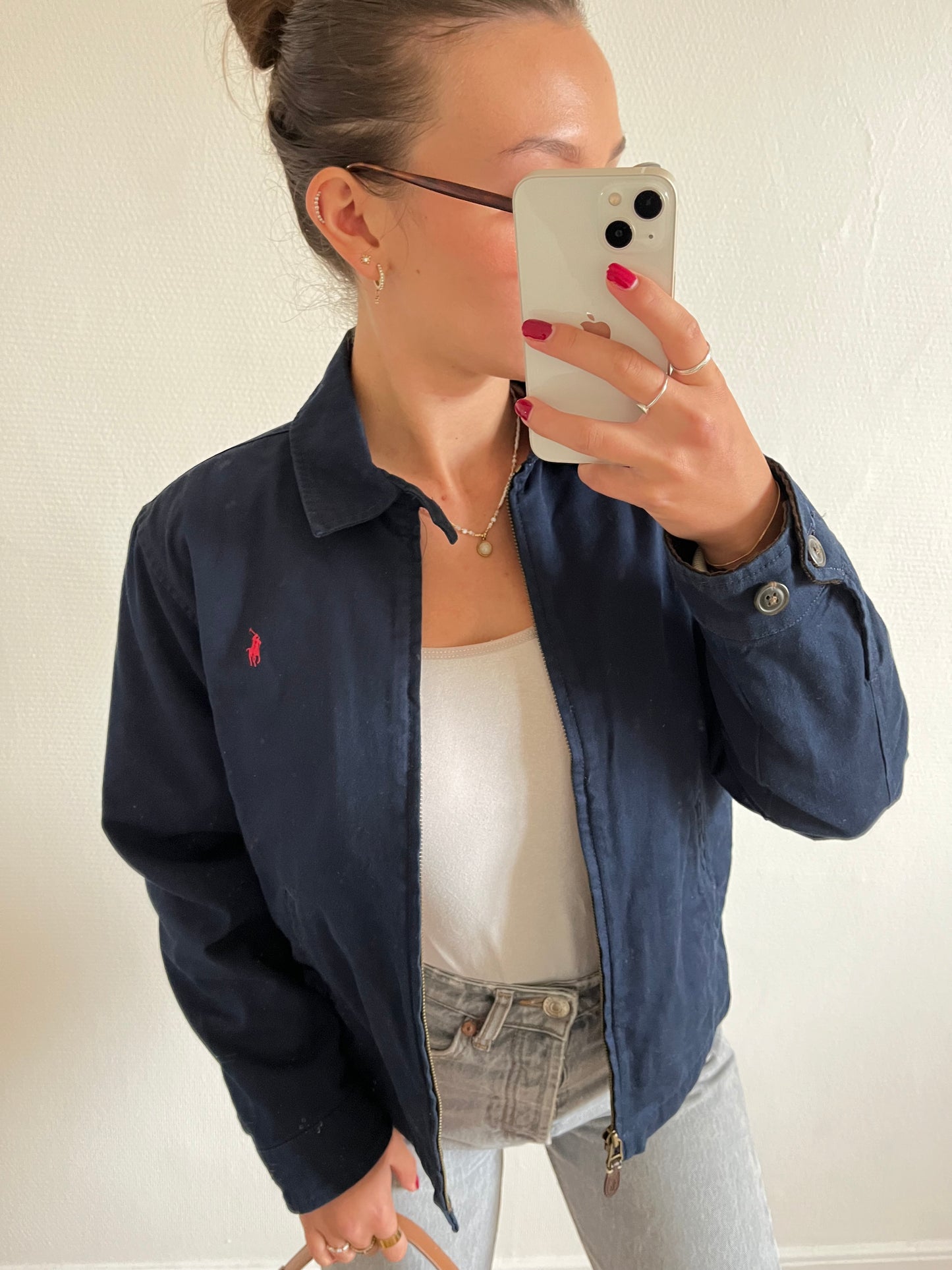 Veste en toile de coton marine - S