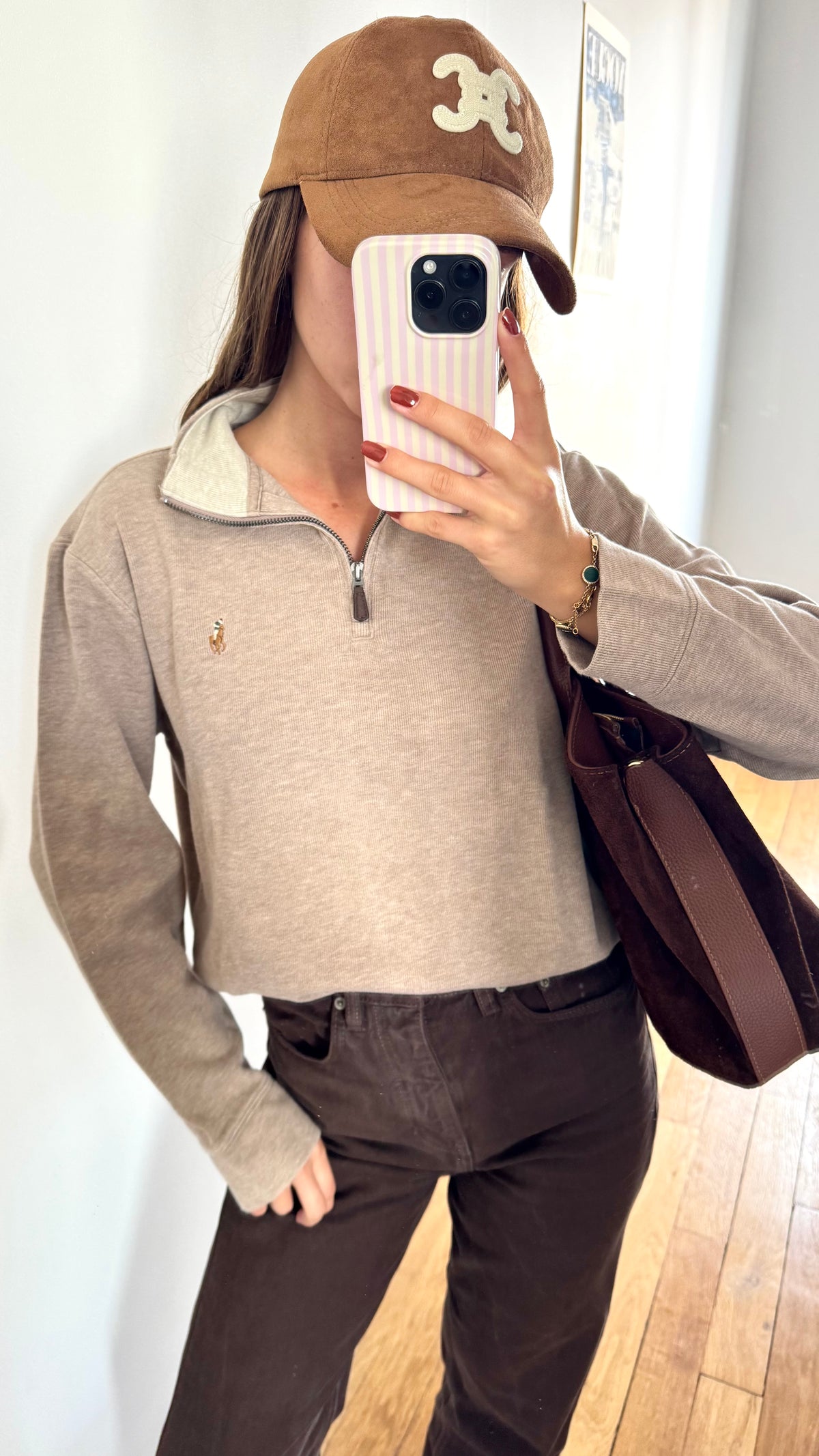 Pull demi-zippé beige Ralph Lauren - XS homme / S femme