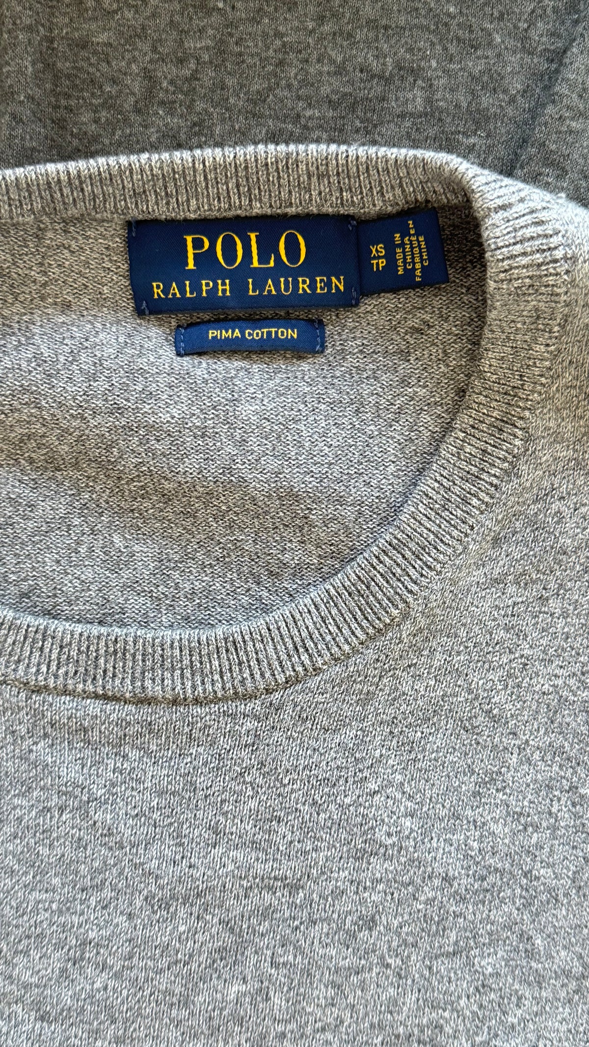 Pull col rond gris Ralph Lauren - XS homme / S femme