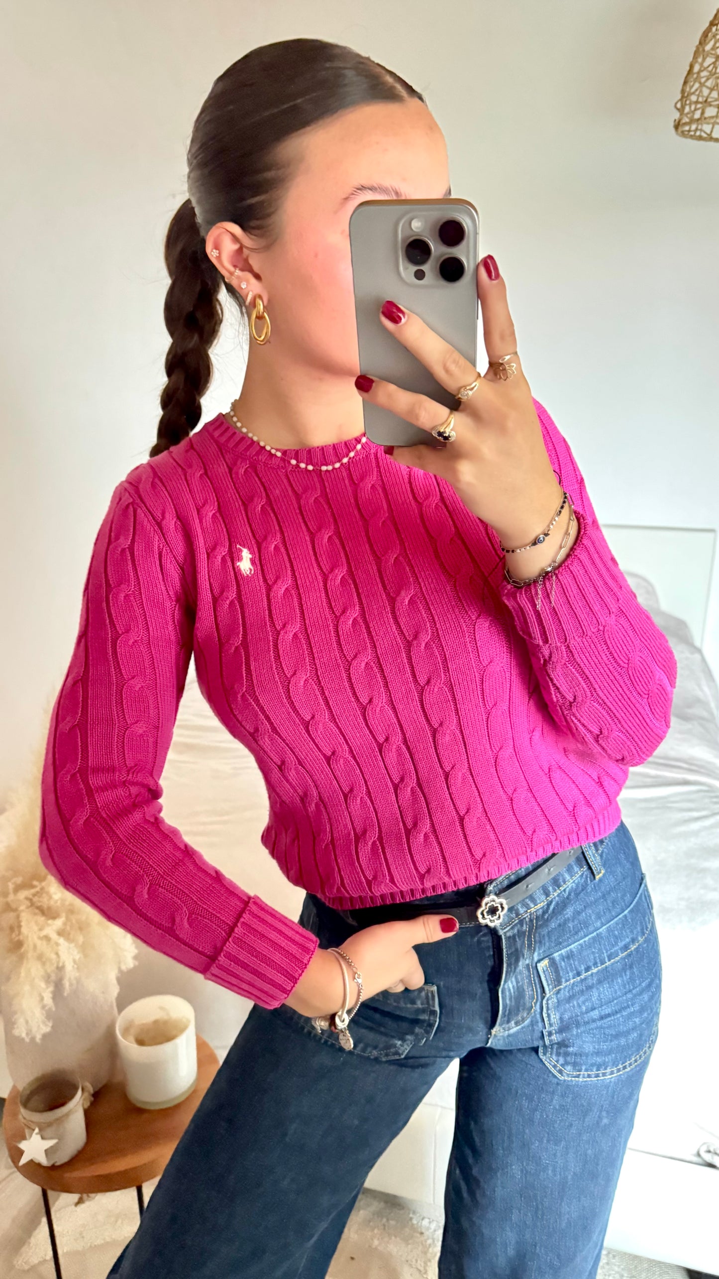 Pull torsadé rose Ralph Lauren - XS