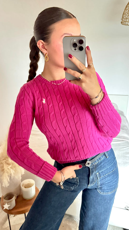 Pull torsadé rose Ralph Lauren - XS