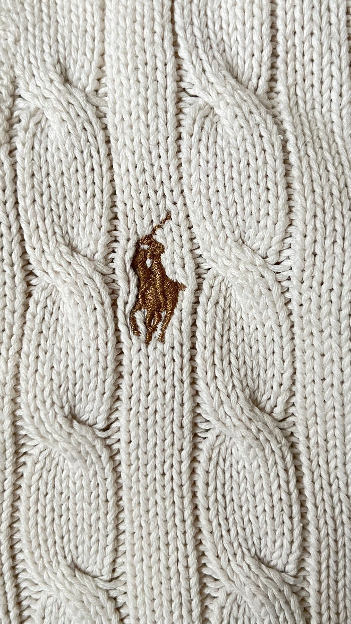 Pull col V torsadé blanc Ralph Lauren - L/XL