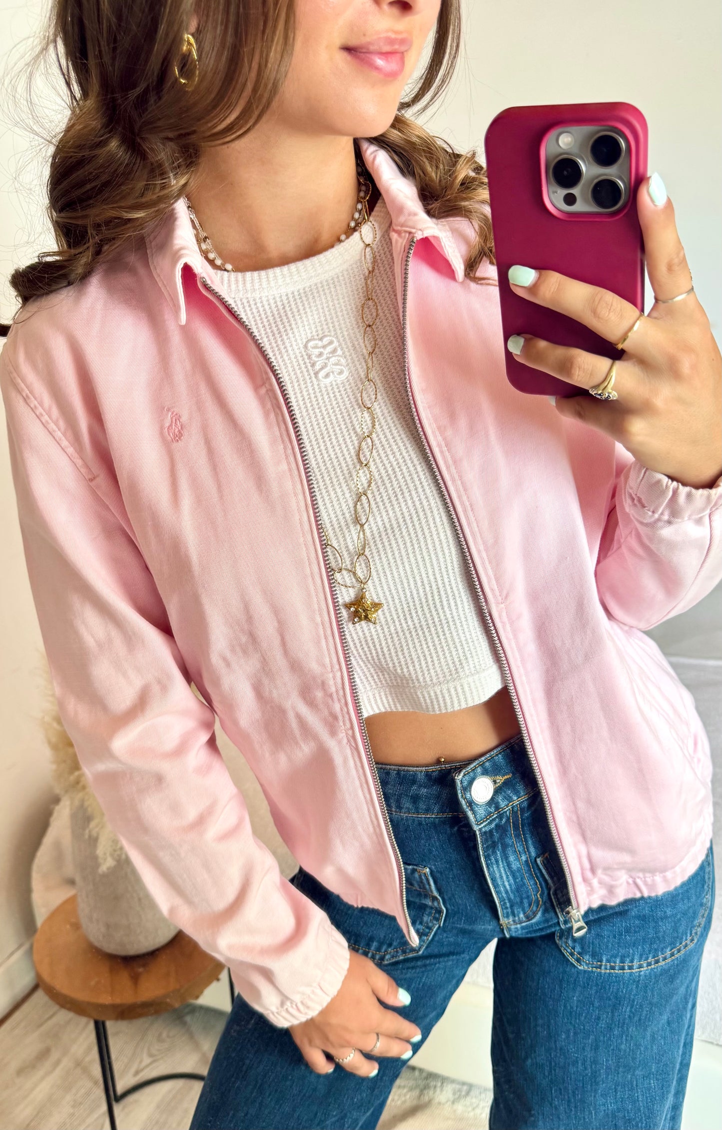 Veste toile de coton rose Ralph Lauren - S