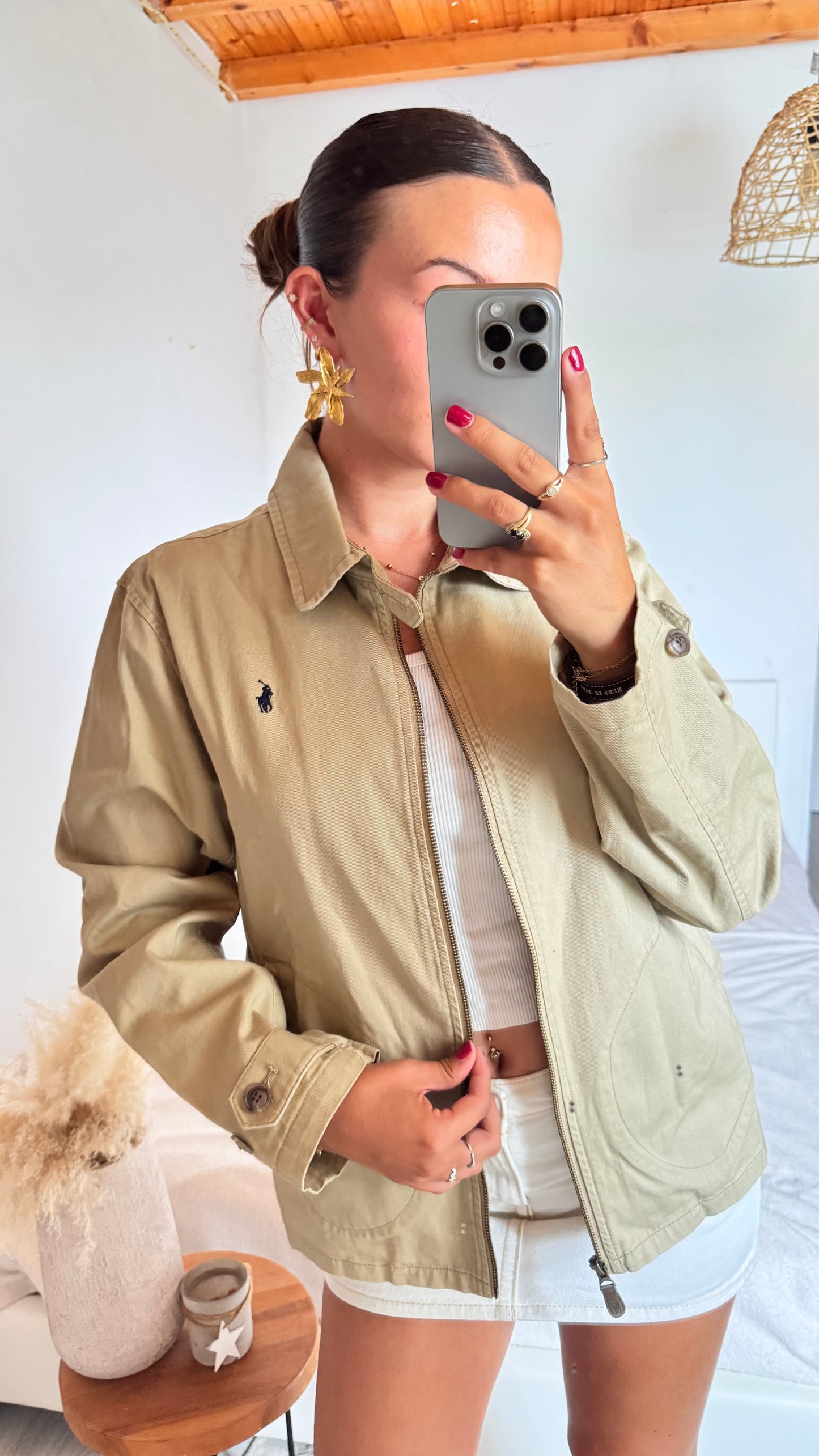 Veste toile de coton beige Ralph Lauren - M