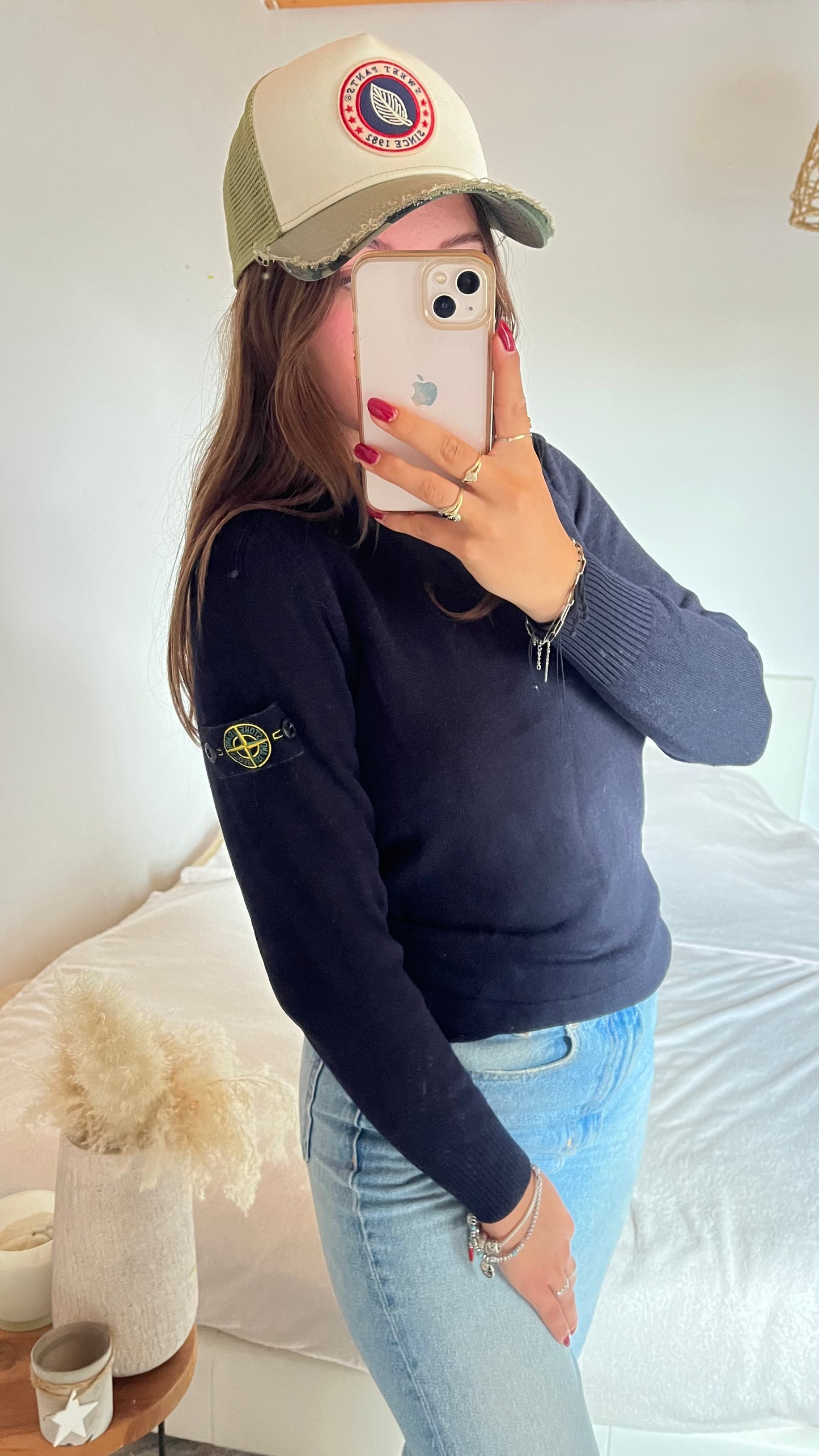 Pull Stone Island bleu marine en laine - S/M