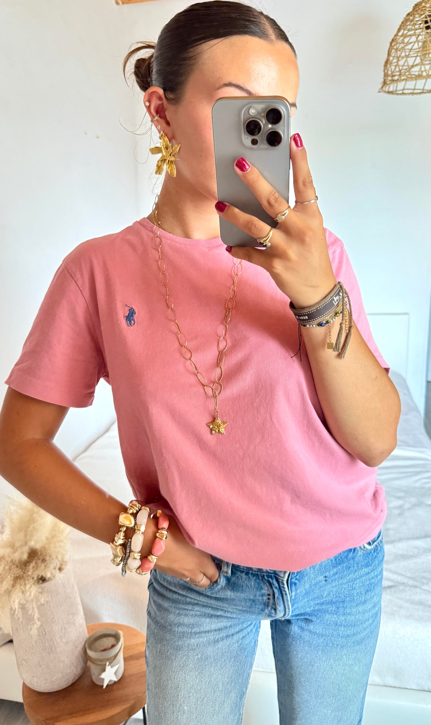 T-shirt rose corail Ralph Lauren - S