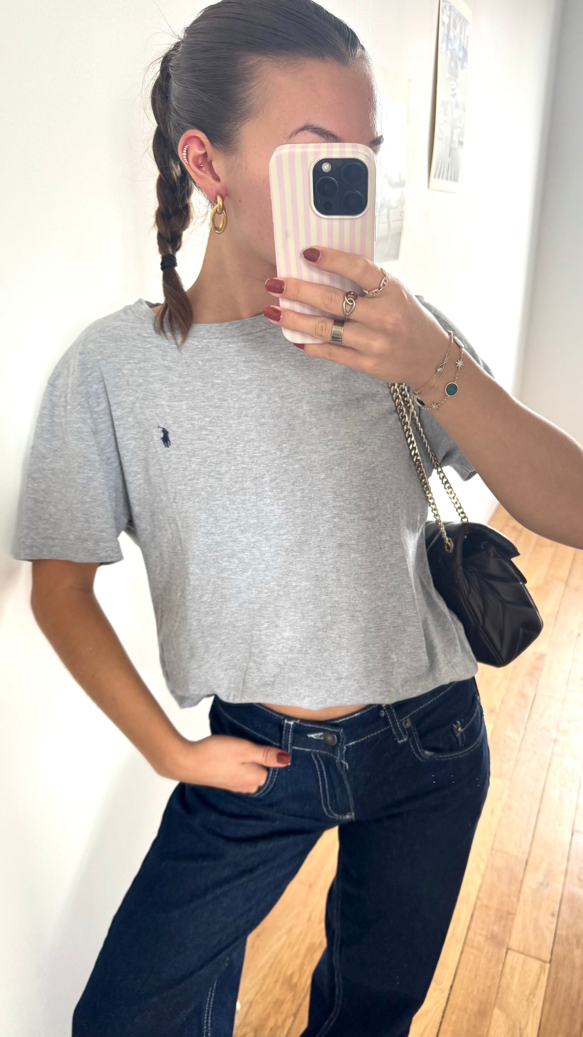 T-shirt gris col rond Ralph Lauren - M