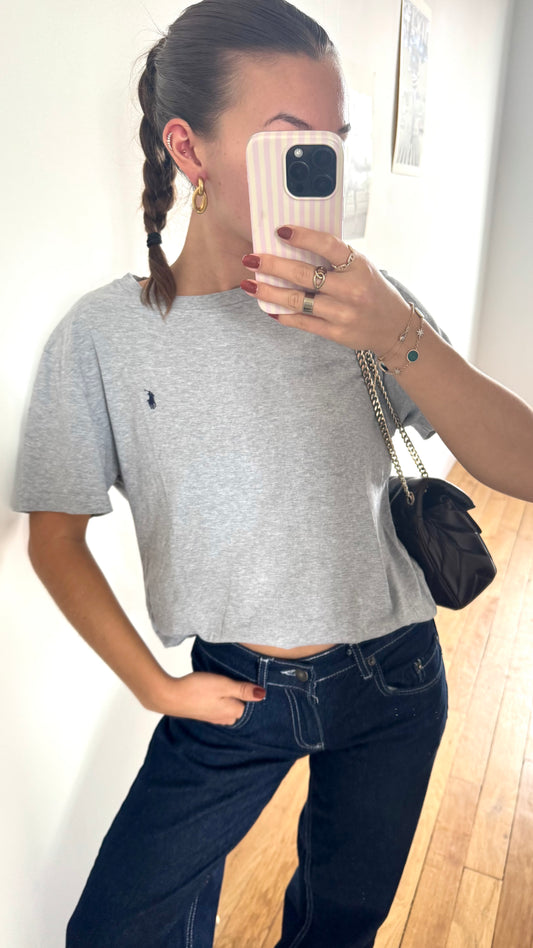 T-shirt gris col rond Ralph Lauren - M