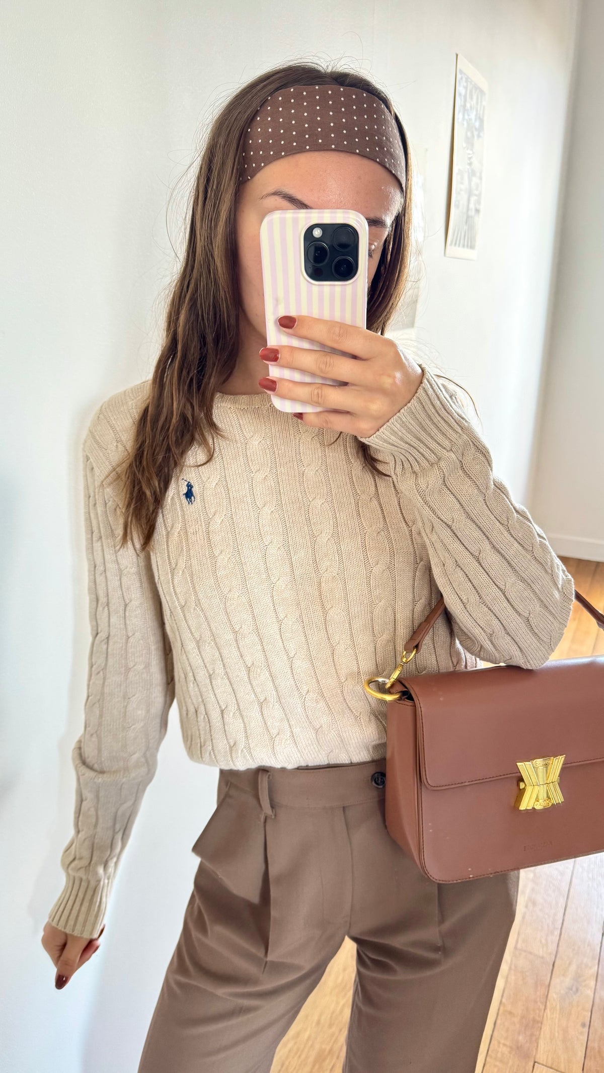 Pull torsadé beige Ralph Lauren - M
